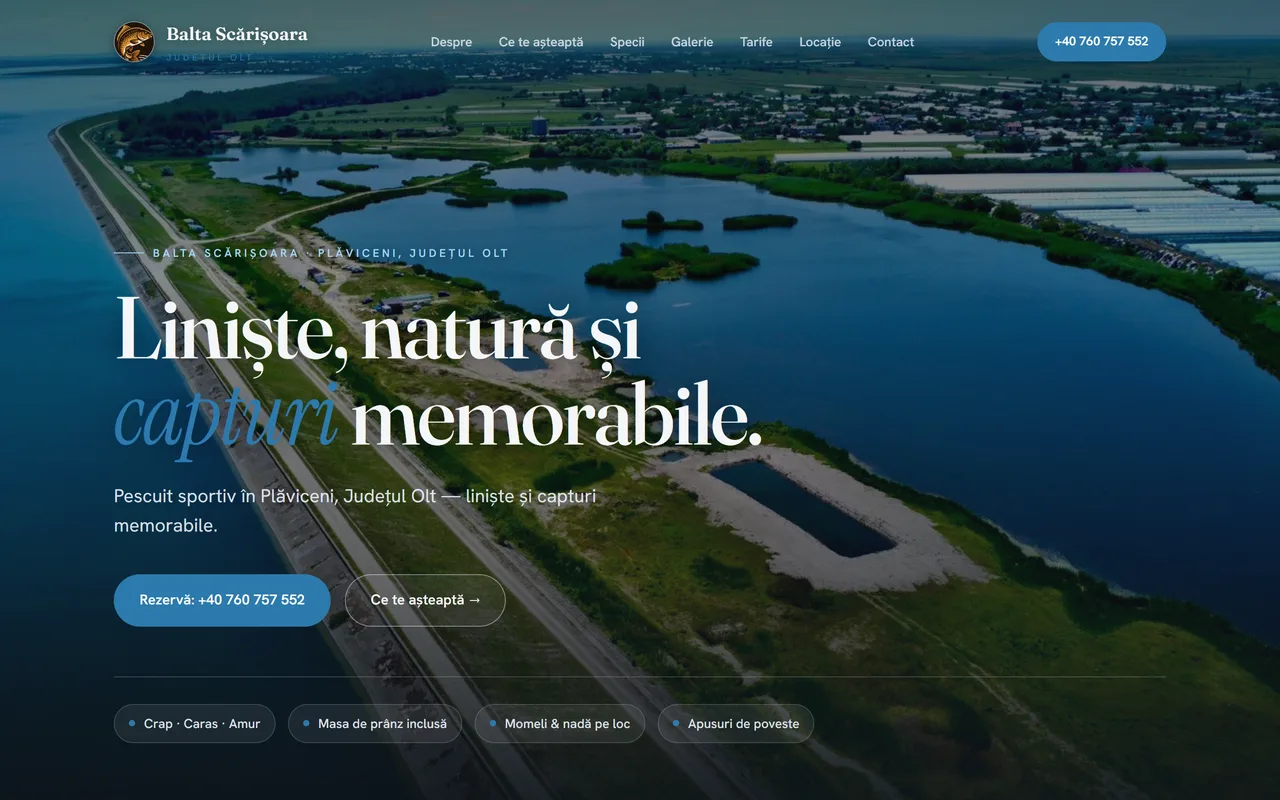 Site Balta Scărișoara — Pescuit sportiv